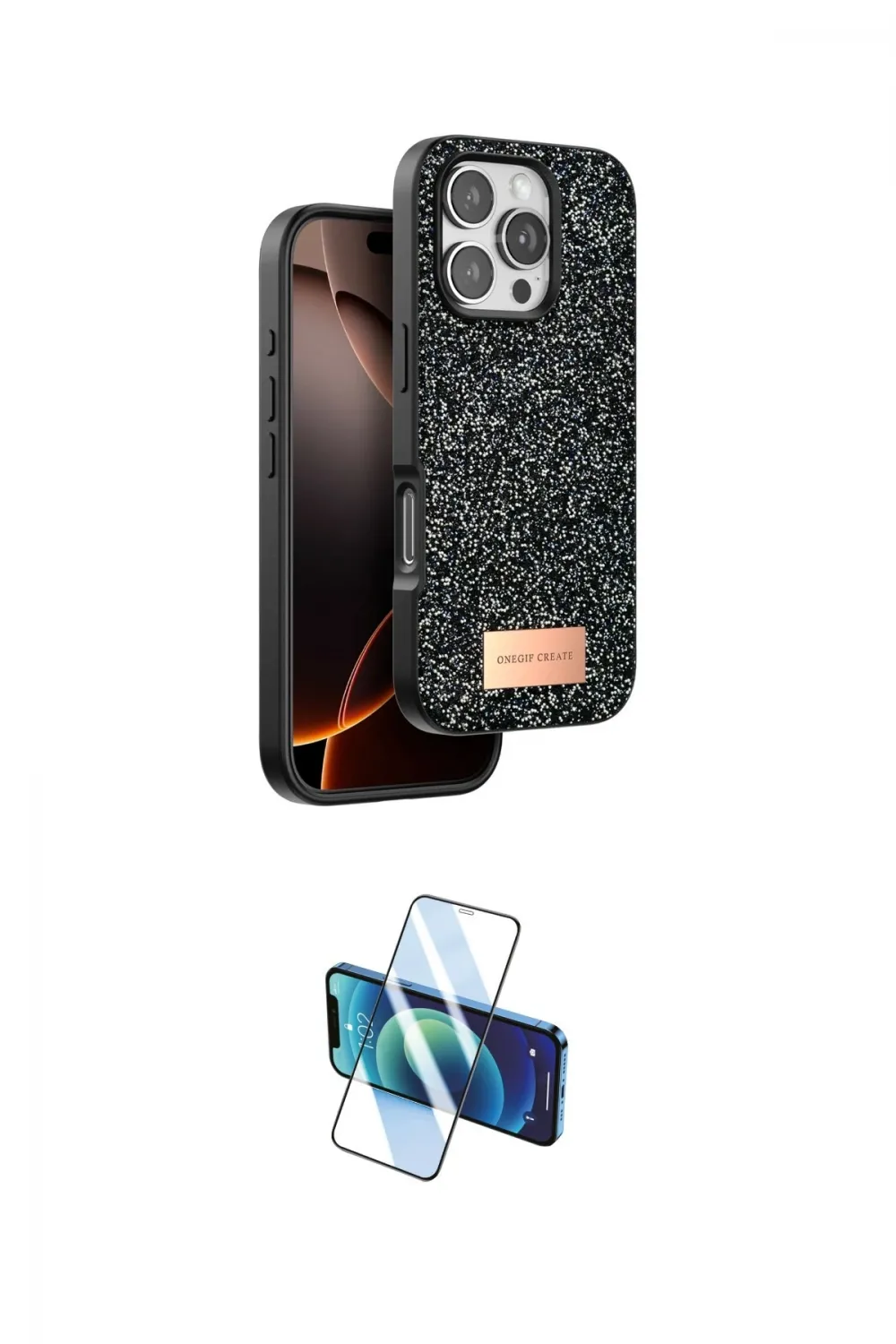 ieg™ iPhone 16 Pro Kılıf Vadi Klasik Serisi - Siyah 3D Antistatik Cam Ekran Koruyucu