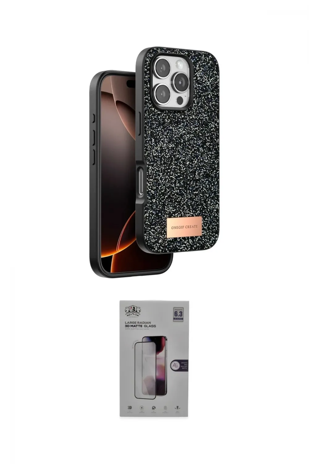 ieg™ iPhone 16 Pro Kılıf Vadi Klasik Serisi - Siyah Bilvis 3D Mat Cam Ekran Koruyucu