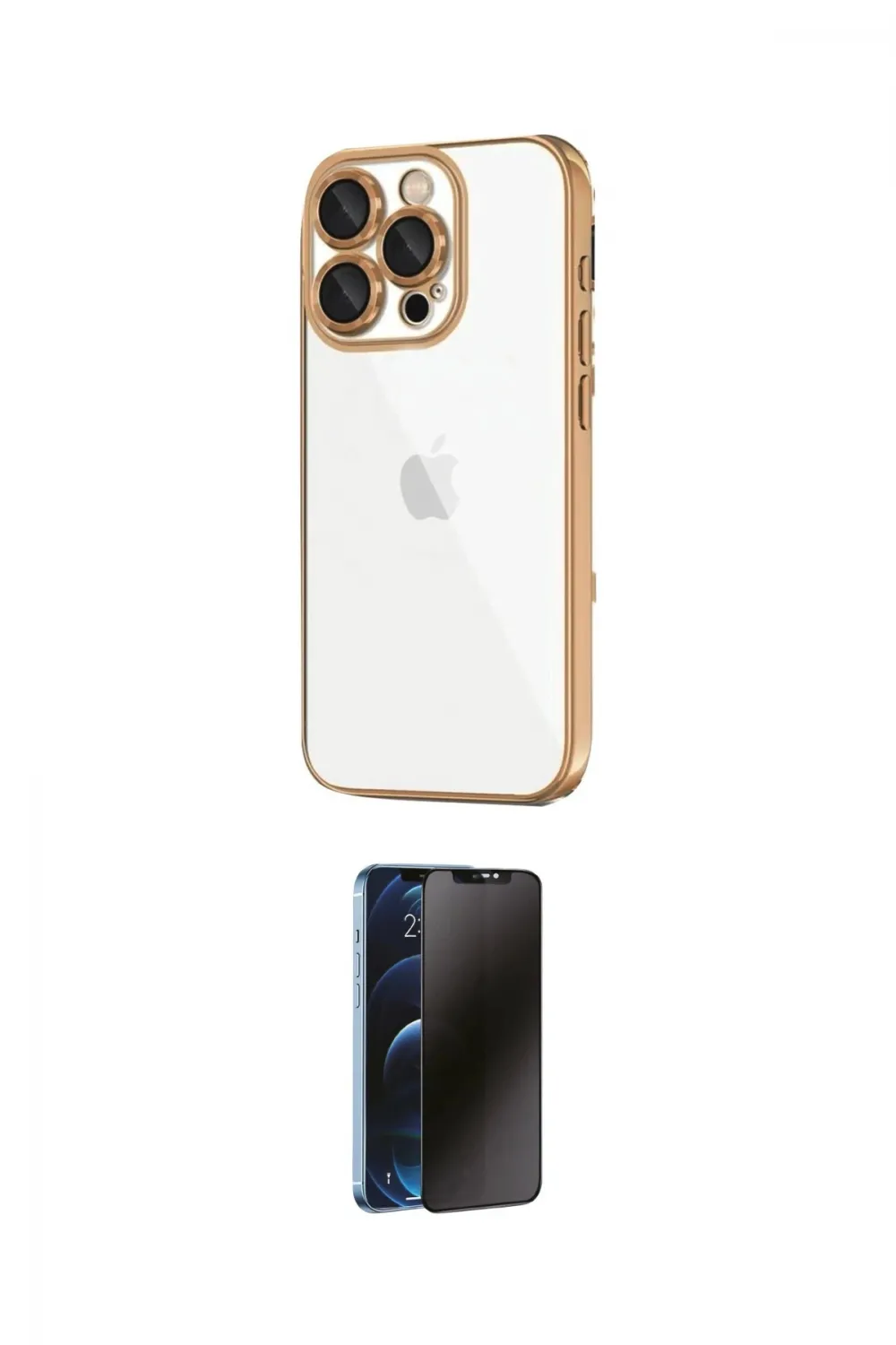 ieg™ iPhone 16 Pro Kılıf Vadi Minimal - Siyah 3D Antistatik Hayalet Cam Ekran Koruyucu
