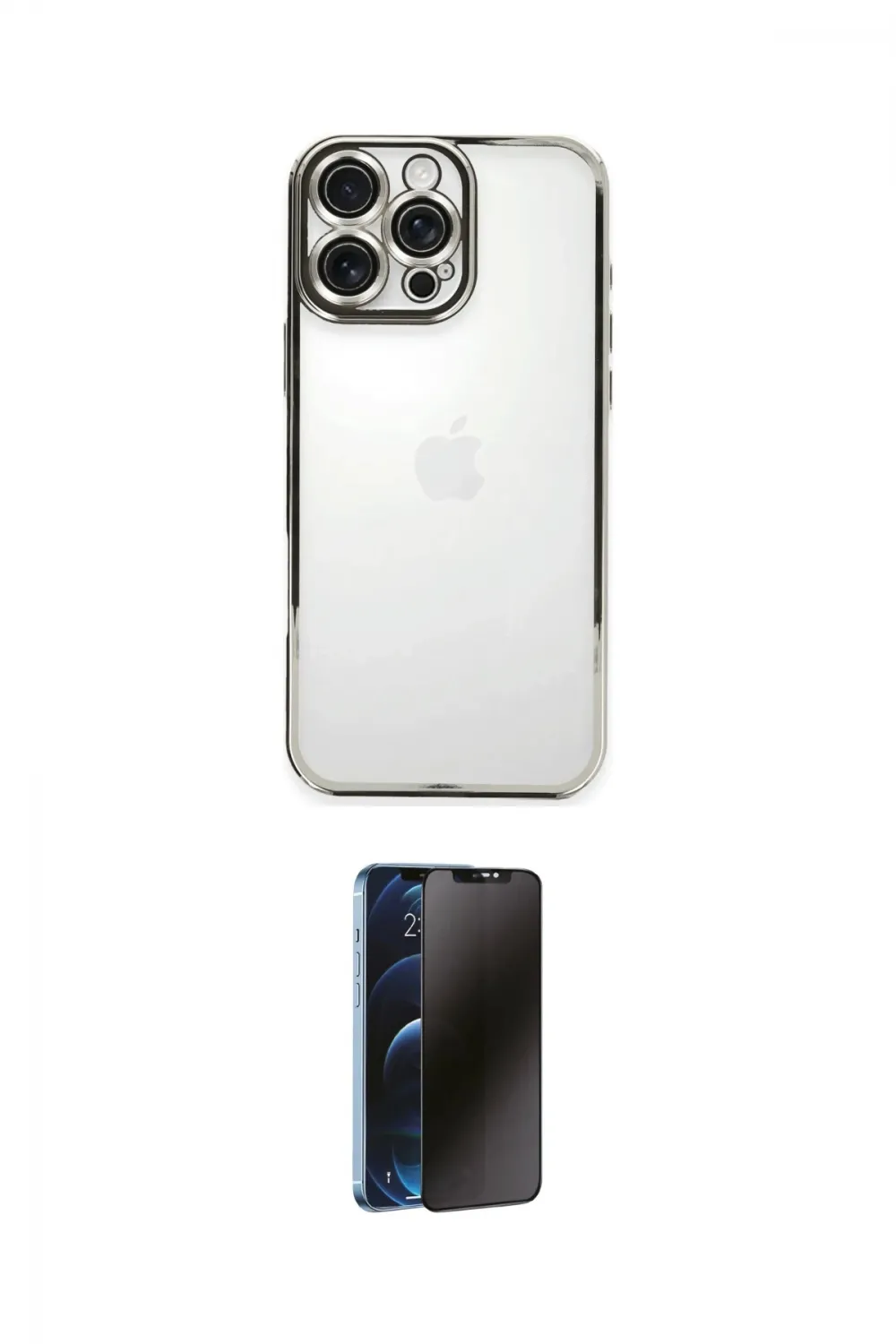 ieg™ iPhone 16 Pro Kılıf Vadi Minimal - Siyah 3D Antistatik Hayalet Cam Ekran Koruyucu