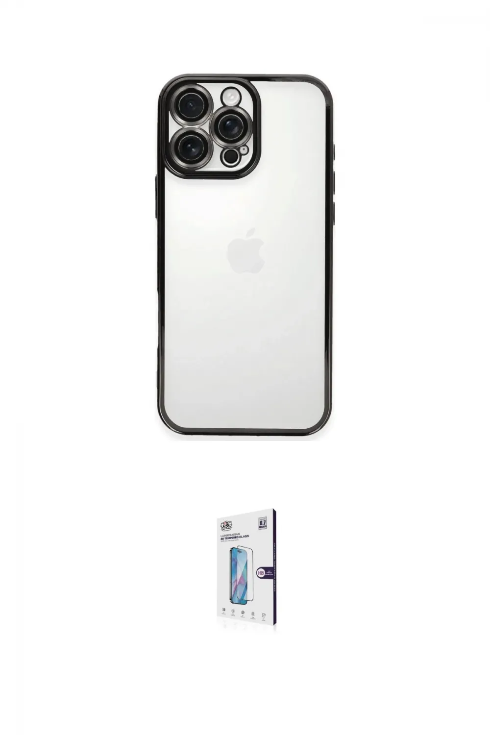 ieg™ iPhone 16 Pro Kılıf Vadi Minimal - Siyah Bilvis 0.18mm Plus Cam Ekran Koruyucu