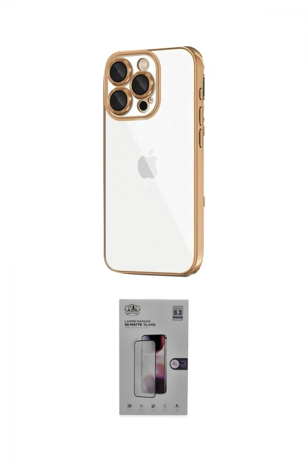 ieg™ iPhone 16 Pro Kılıf Vadi Minimal - Siyah Bilvis 3D Mat Cam Ekran Koruyucu