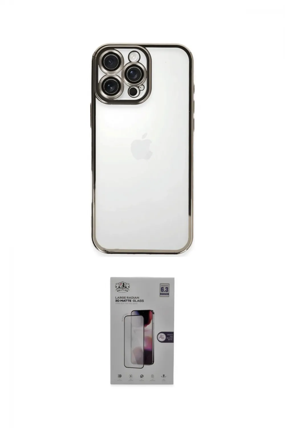 ieg™ iPhone 16 Pro Kılıf Vadi Minimal - Siyah Bilvis 3D Mat Cam Ekran Koruyucu