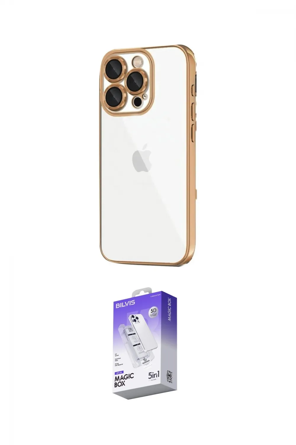 ieg™ iPhone 16 Pro Kılıf Vadi Minimal - Siyah Bilvis 5in1 3D Magic Cam Ekran Koruyucu