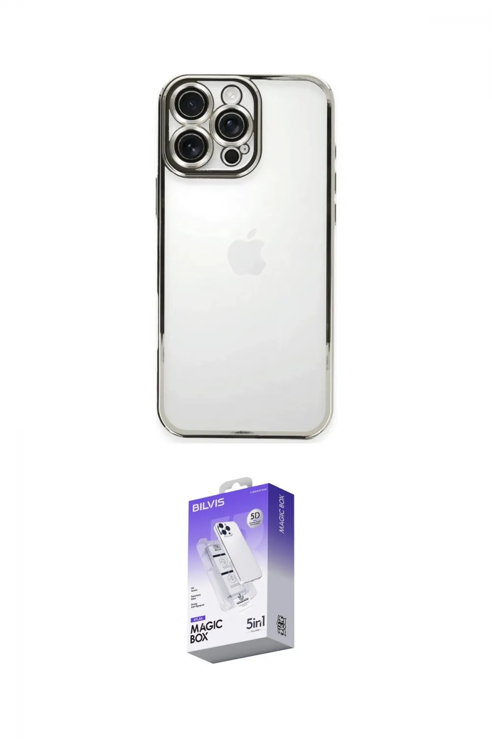 ieg™ iPhone 16 Pro Kılıf Vadi Minimal - Siyah Bilvis 5in1 3D Magic Cam Ekran Koruyucu
