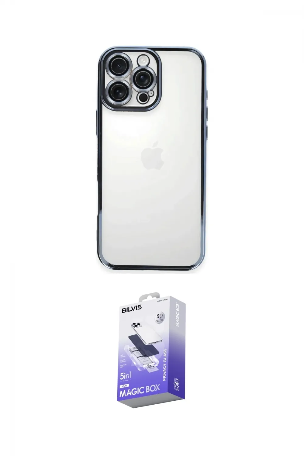 ieg™ iPhone 16 Pro Kılıf Vadi Minimal - Siyah Bilvis 5in1 5D Magic Hayalet Cam Ekran Koruyucu
