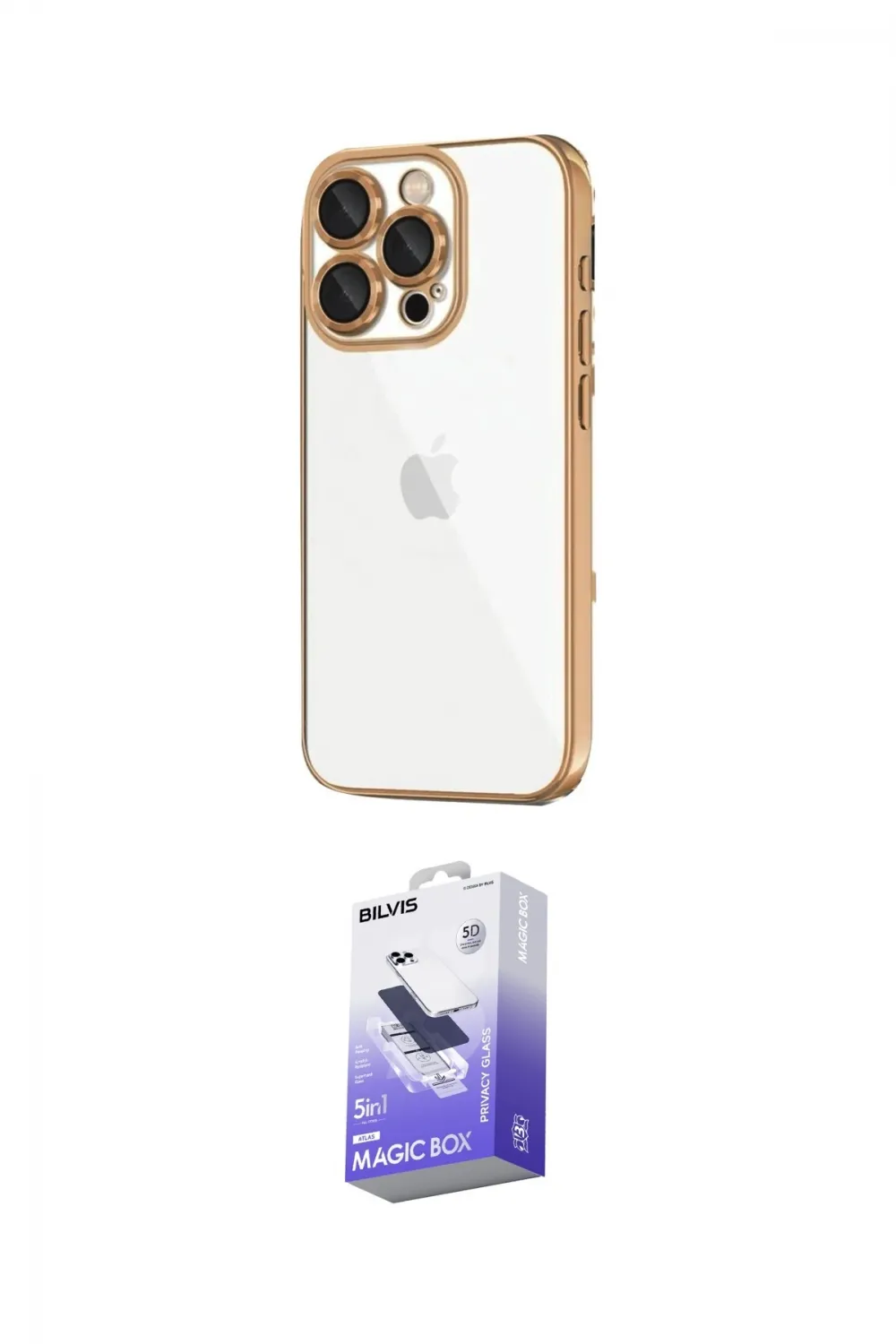 ieg™ iPhone 16 Pro Kılıf Vadi Minimal - Siyah Bilvis 5in1 5D Magic Hayalet Cam Ekran Koruyucu