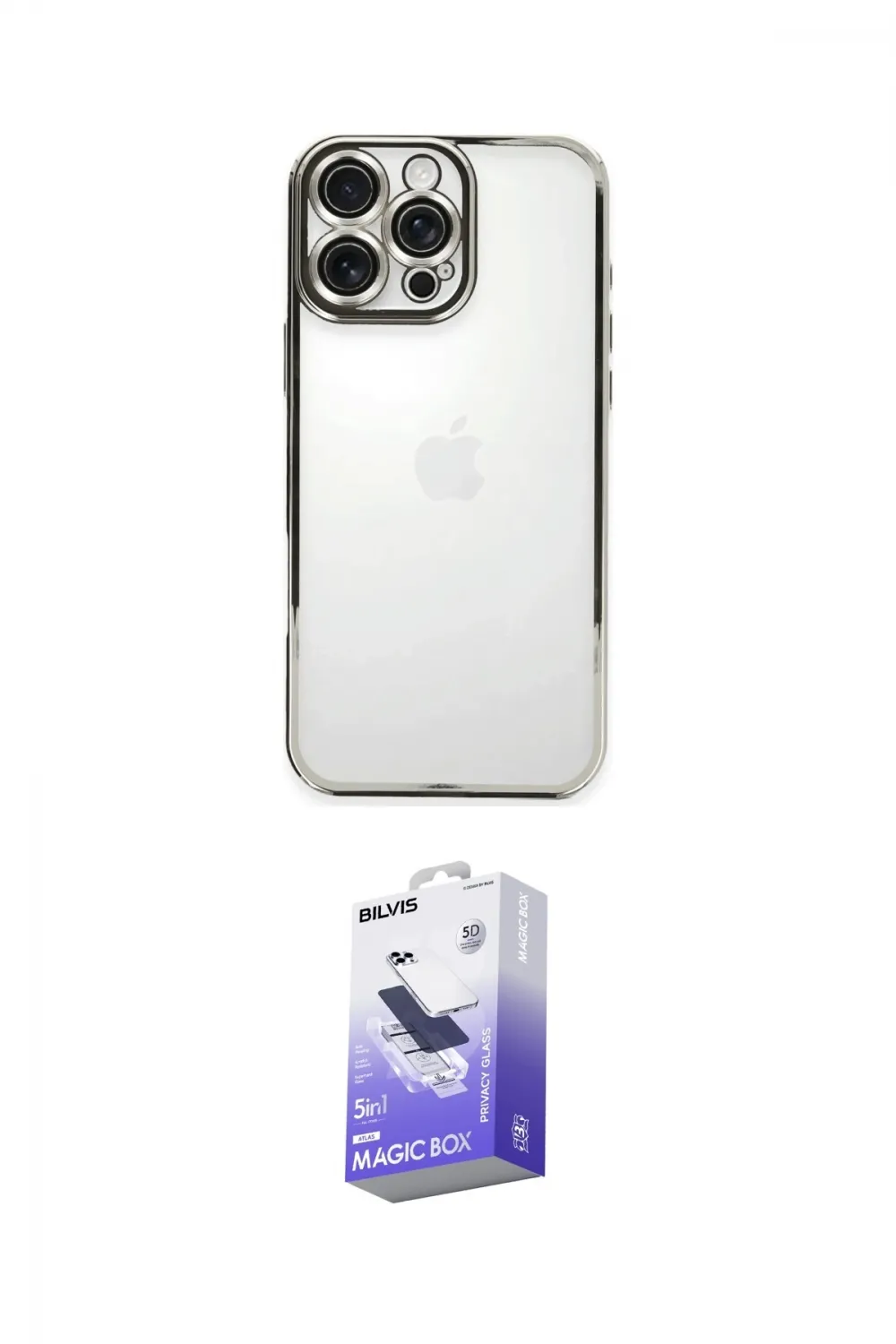 ieg™ iPhone 16 Pro Kılıf Vadi Minimal - Siyah Bilvis 5in1 5D Magic Hayalet Cam Ekran Koruyucu