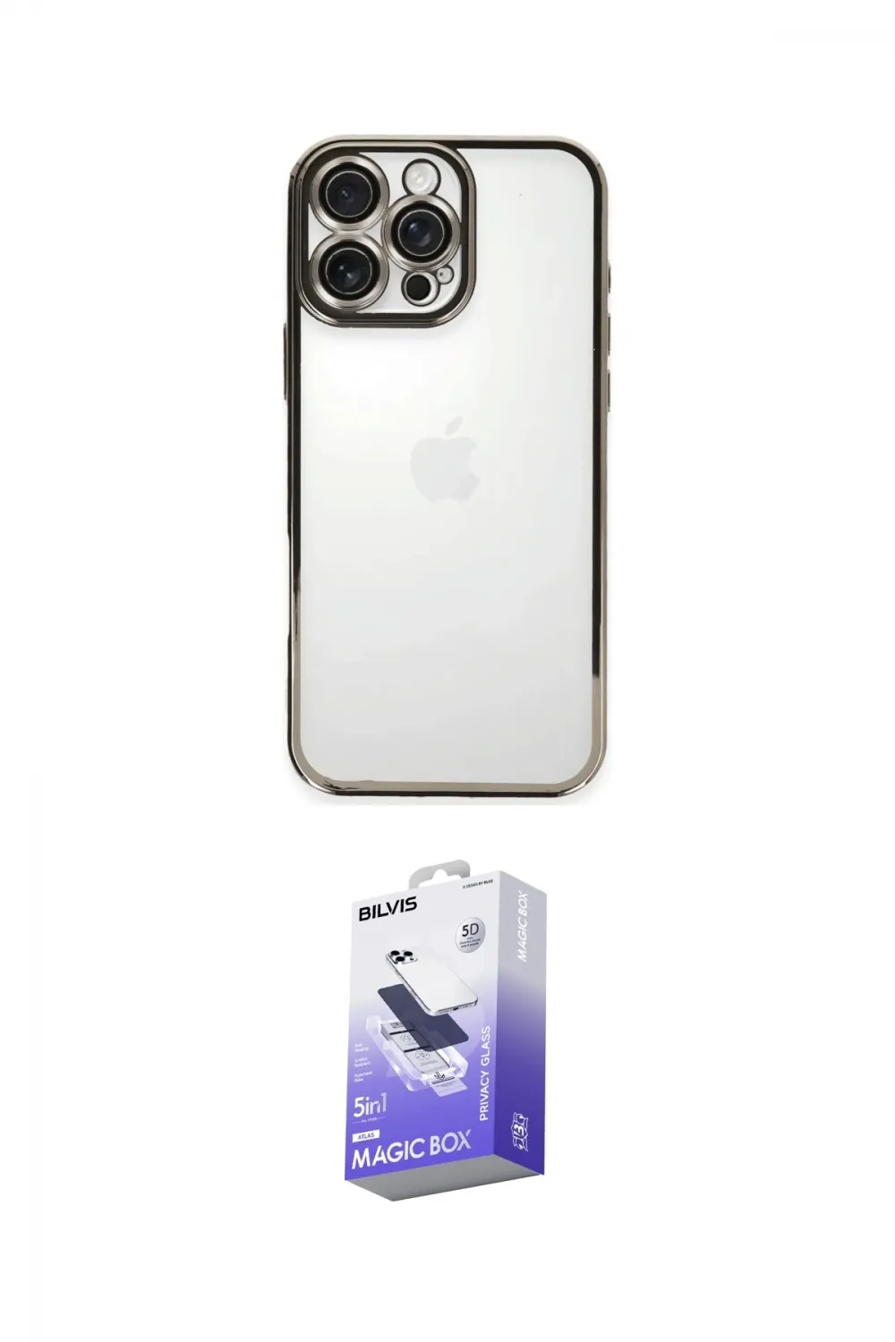 ieg™ iPhone 16 Pro Kılıf Vadi Minimal - Siyah Bilvis 5in1 5D Magic Hayalet Cam Ekran Koruyucu