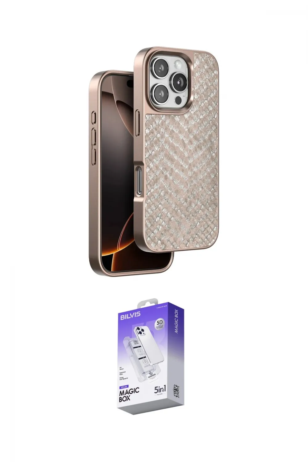 ieg™ iPhone 16 Pro Kılıf Vadi Özel Seri - Siyah Bilvis 5in1 3D Magic Cam Ekran Koruyucu