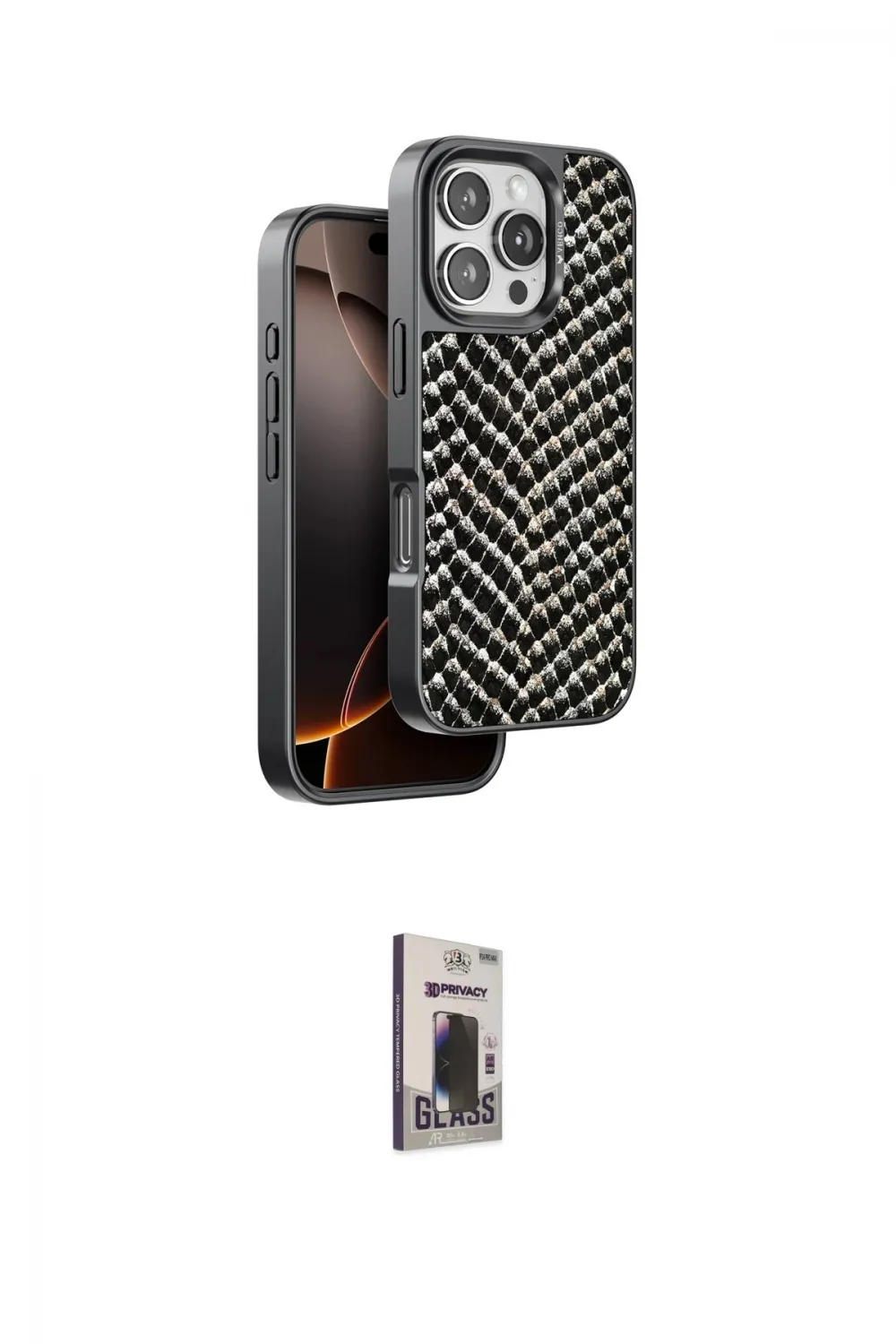 ieg™ iPhone 16 Pro Kılıf Vadi Özel Seri - Siyah Bilvis Hayalet Cam Ekran Koruyucu