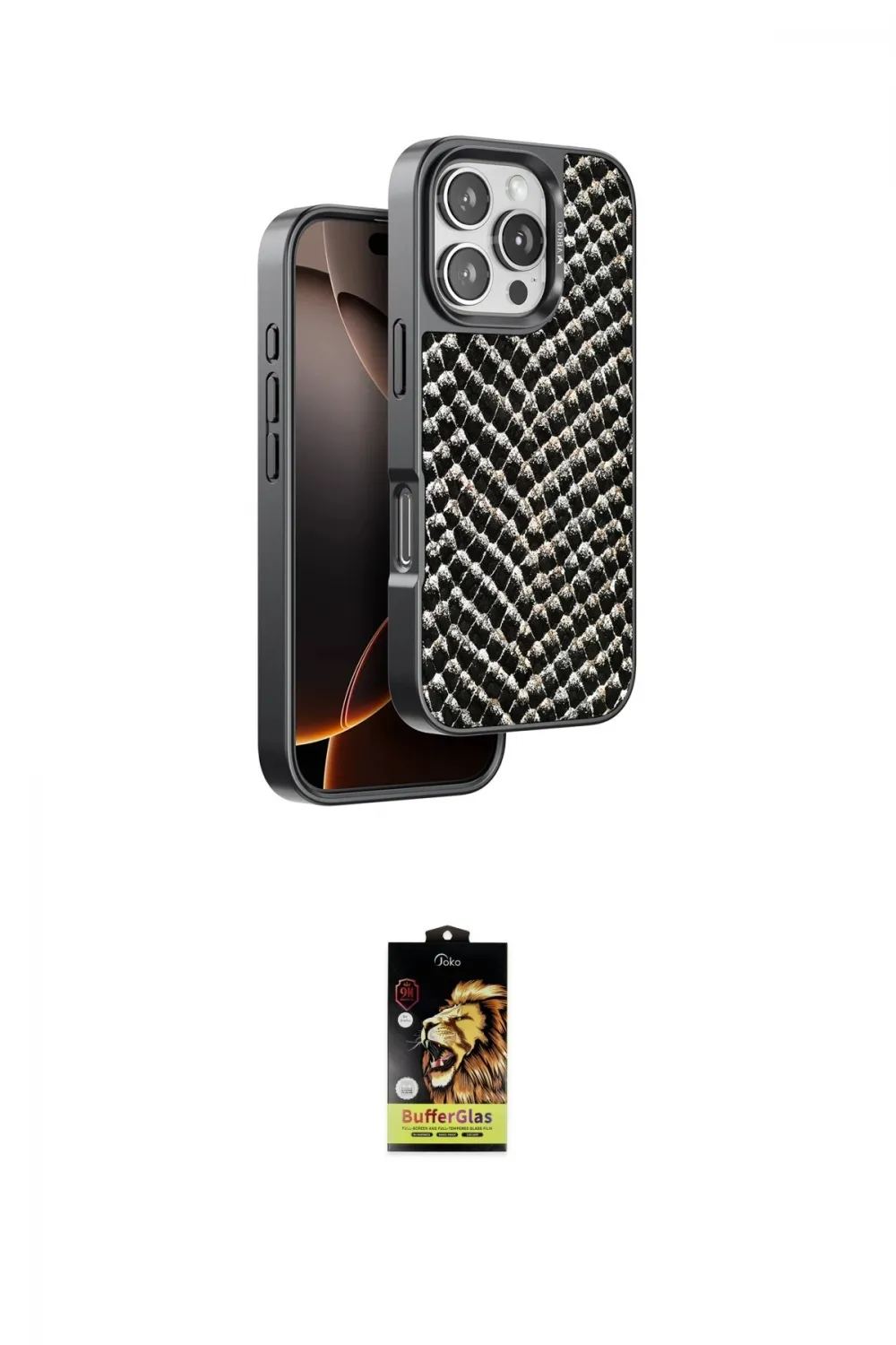 ieg™ iPhone 16 Pro Kılıf Vadi Özel Seri - Siyah Buffer Cam Ekran Koruyucu