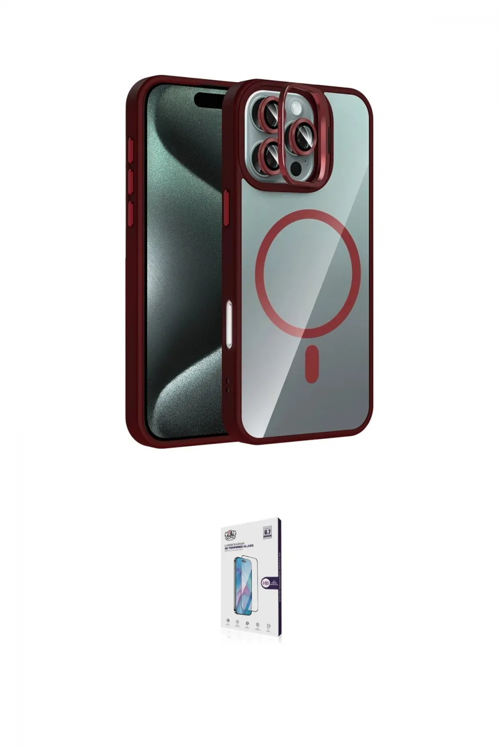 ieg™ iPhone 16 Pro Kılıf Yadigar Asil Koleksiyonu - Siyah Bilvis 0.18mm Plus Cam Ekran Koruyucu