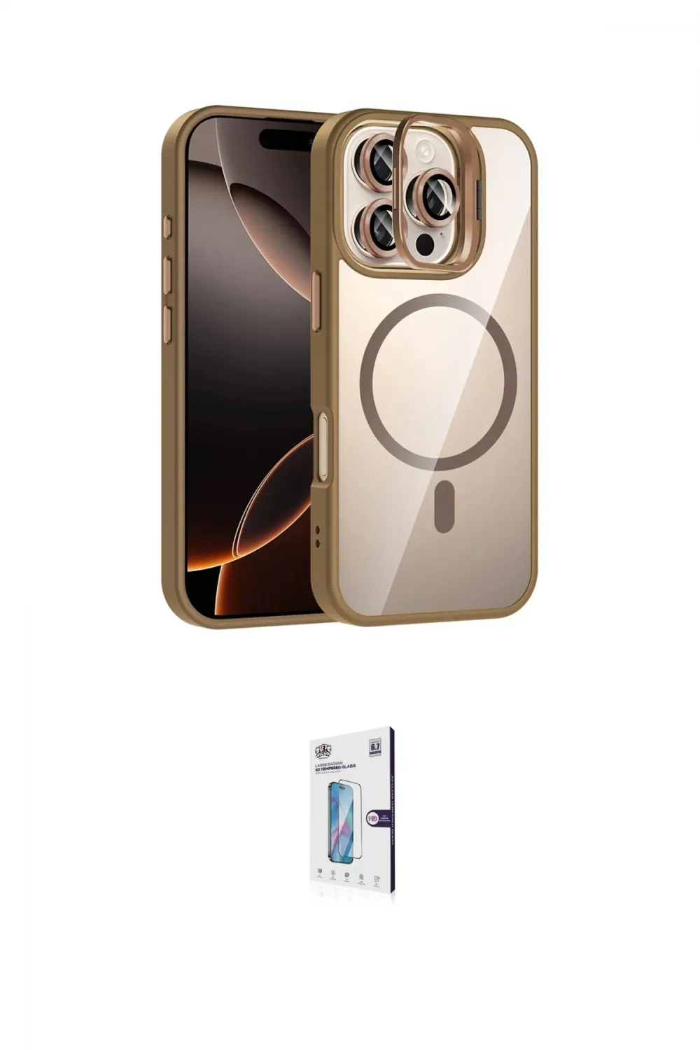 ieg™ iPhone 16 Pro Kılıf Yadigar Asil Koleksiyonu - Siyah Bilvis 0.18mm Plus Cam Ekran Koruyucu
