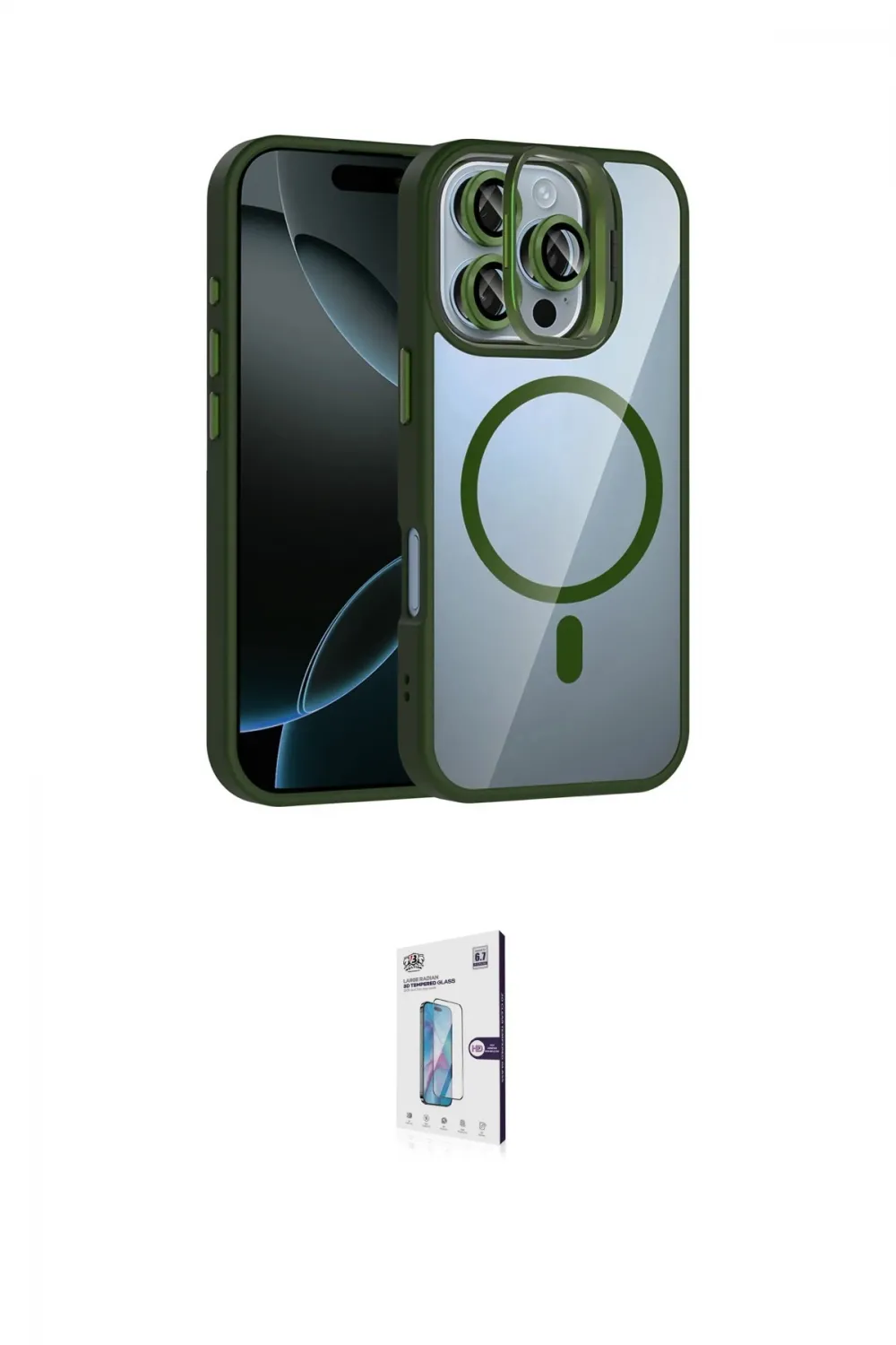 ieg™ iPhone 16 Pro Kılıf Yadigar Asil Koleksiyonu - Siyah Bilvis 0.18mm Plus Cam Ekran Koruyucu
