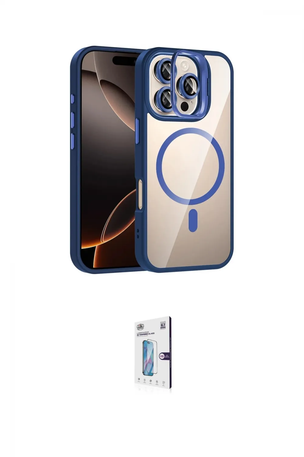 ieg™ iPhone 16 Pro Kılıf Yadigar Asil Koleksiyonu - Siyah Bilvis 0.18mm Plus Cam Ekran Koruyucu