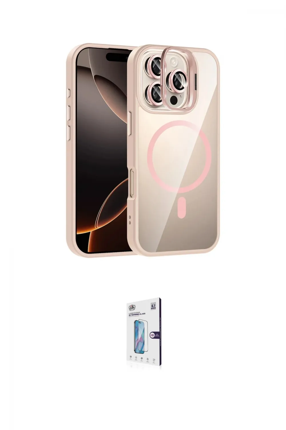 ieg™ iPhone 16 Pro Kılıf Yadigar Asil Koleksiyonu - Siyah Bilvis 0.18mm Plus Cam Ekran Koruyucu