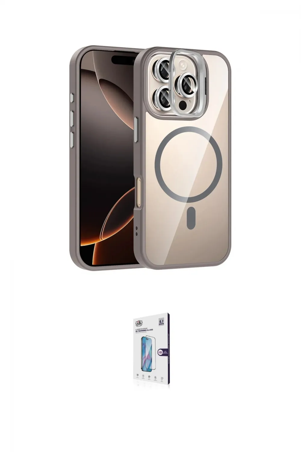 ieg™ iPhone 16 Pro Kılıf Yadigar Asil Koleksiyonu - Siyah Bilvis 0.18mm Plus Cam Ekran Koruyucu