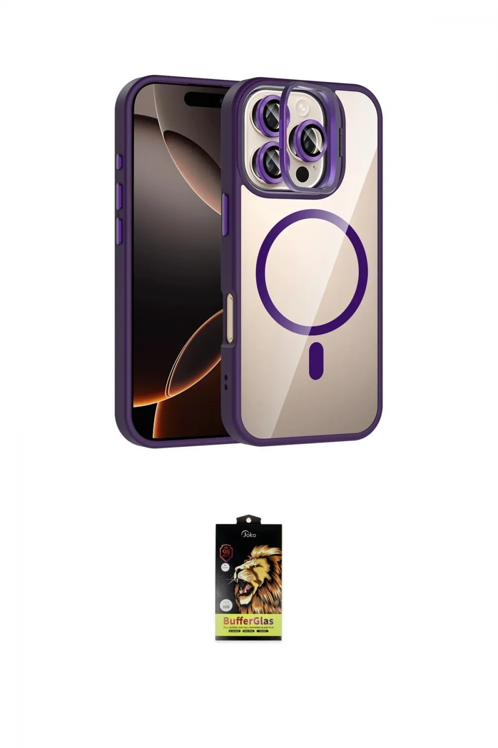 ieg™ iPhone 16 Pro Kılıf Yadigar Asil Koleksiyonu - Siyah Buffer Cam Ekran Koruyucu