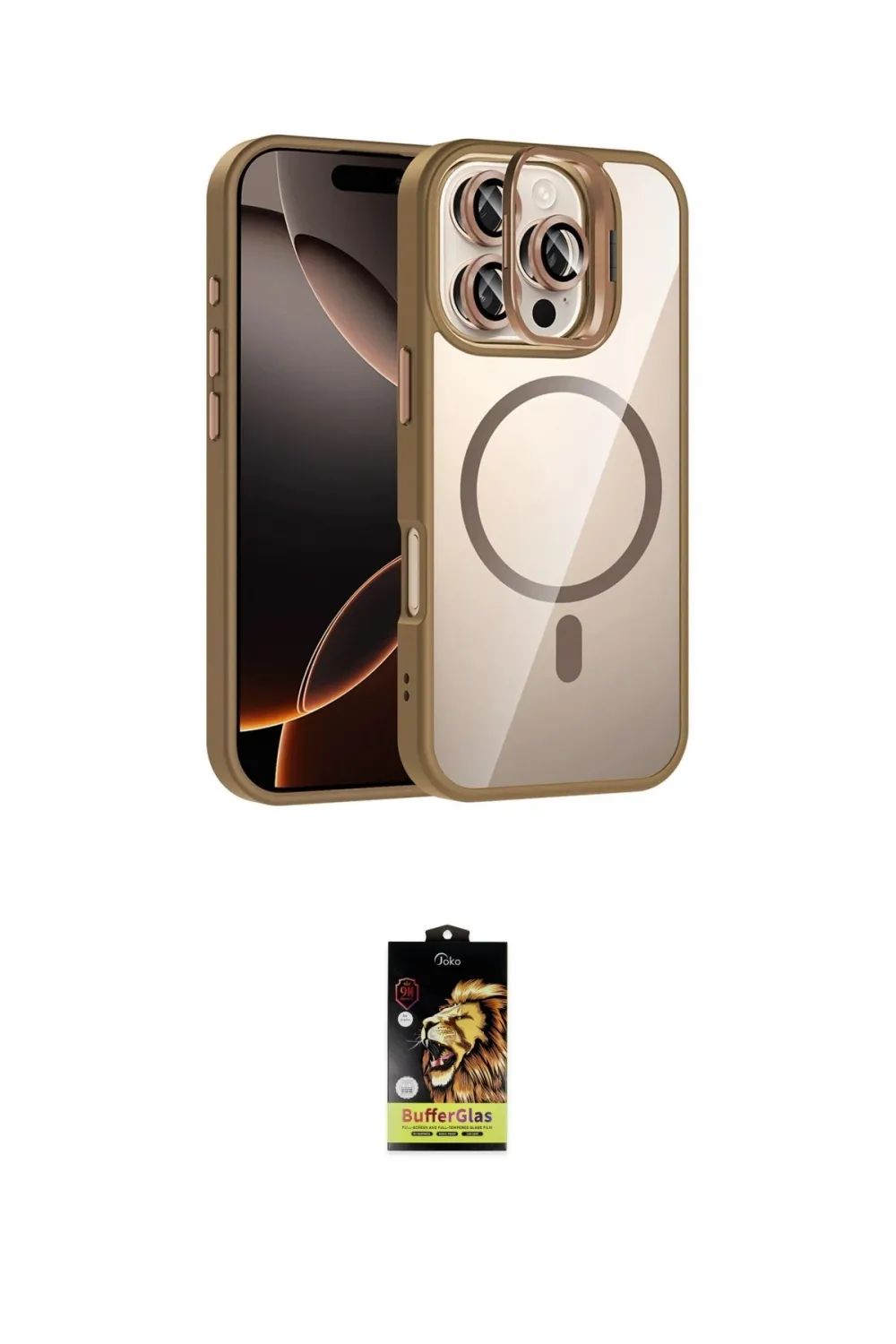 ieg™ iPhone 16 Pro Kılıf Yadigar Asil Koleksiyonu - Siyah Buffer Cam Ekran Koruyucu