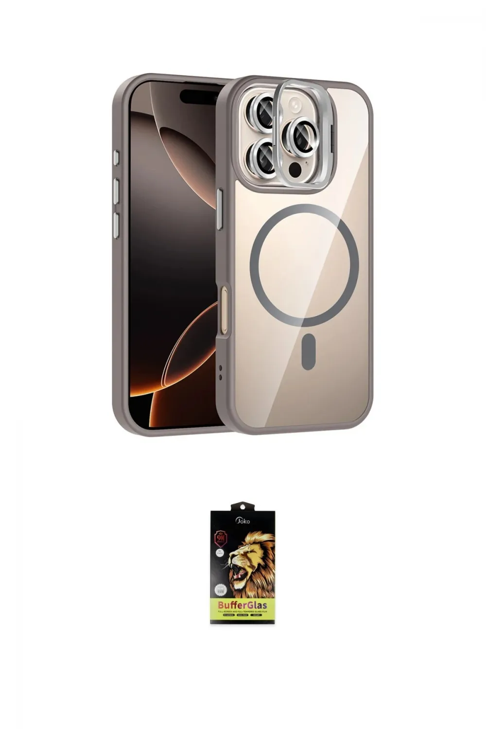 ieg™ iPhone 16 Pro Kılıf Yadigar Asil Koleksiyonu - Siyah Buffer Cam Ekran Koruyucu