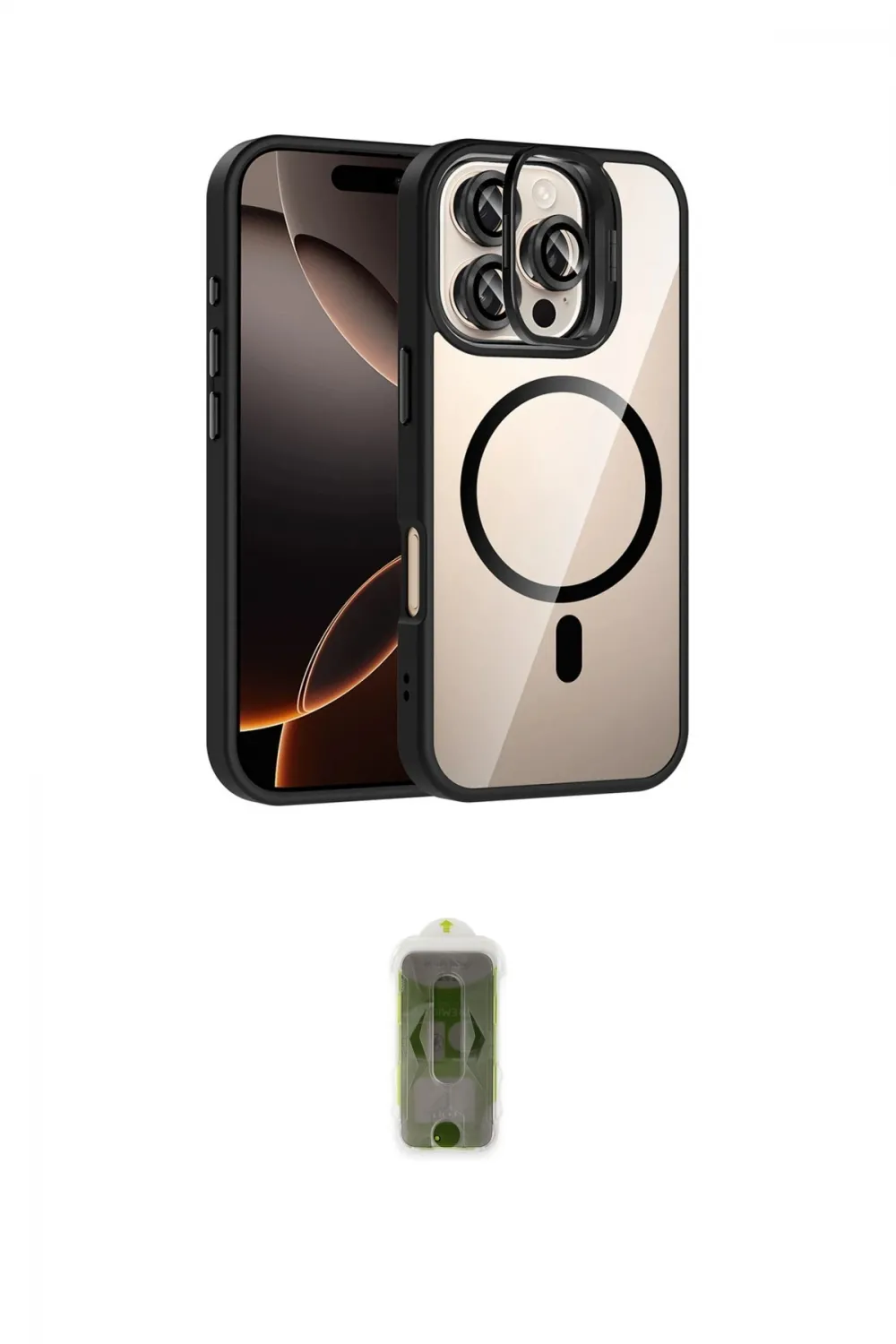 ieg™ iPhone 16 Pro Kılıf Yadigar Asil Koleksiyonu - Siyah Joko Magic 5D Hayalet Cam