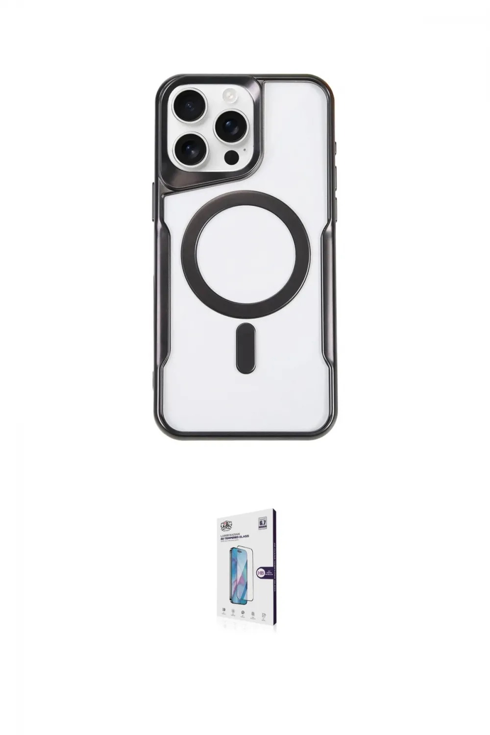 ieg™ iPhone 16 Pro Kılıf Yadigar Klasik Özel Seri - Siyah Bilvis 0.18mm Plus Cam Ekran Koruyucu