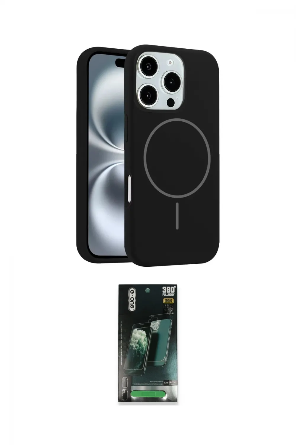 ieg™ iPhone 16 Pro Kılıf Yankı Form Serisi - Siyah 360 Mat Full Body Arka Koruyucu
