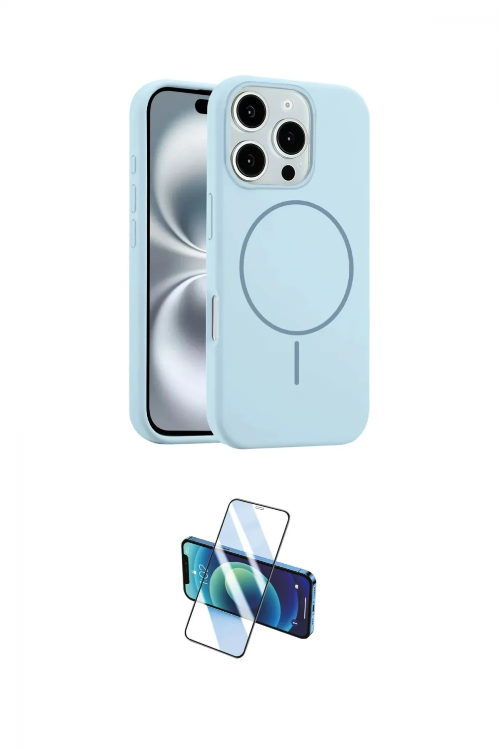 ieg™ iPhone 16 Pro Kılıf Yankı Form Serisi - Siyah 3D Antistatik Cam Ekran Koruyucu