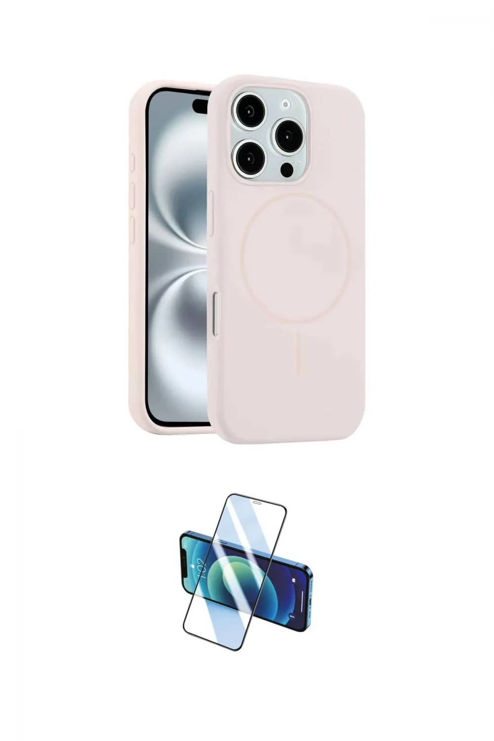 ieg™ iPhone 16 Pro Kılıf Yankı Form Serisi - Siyah 3D Antistatik Cam Ekran Koruyucu