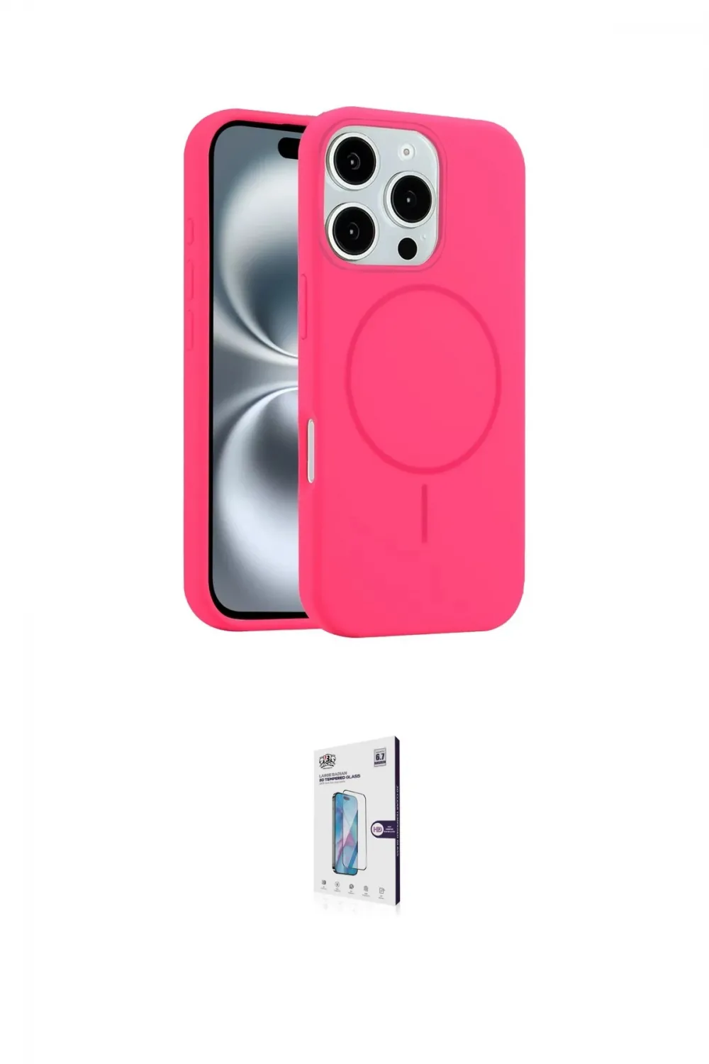 ieg™ iPhone 16 Pro Kılıf Yankı Form Serisi - Siyah Bilvis 0.18mm Plus Cam Ekran Koruyucu