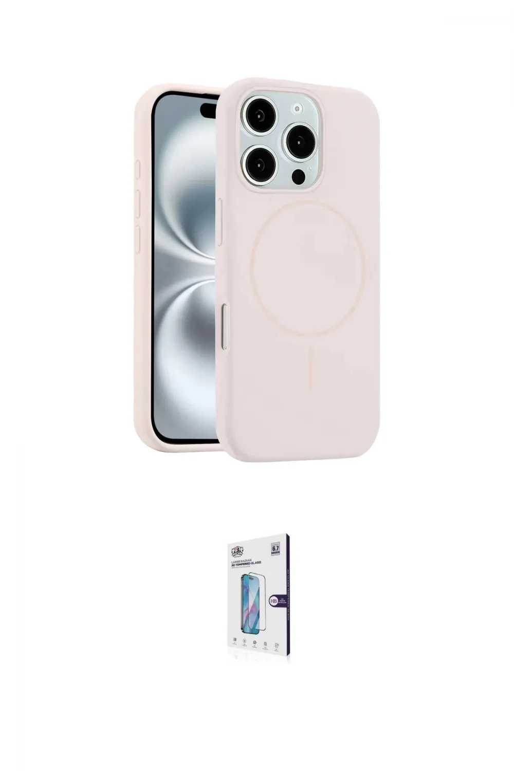 ieg™ iPhone 16 Pro Kılıf Yankı Form Serisi - Siyah Bilvis 0.18mm Plus Cam Ekran Koruyucu