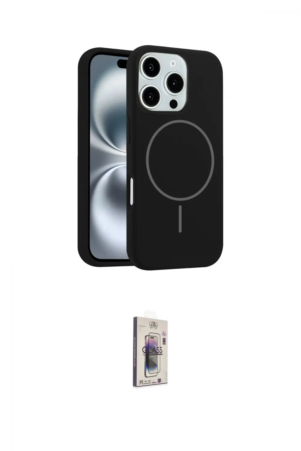 ieg™ iPhone 16 Pro Kılıf Yankı Form Serisi - Siyah Bilvis 3D Cam Ekran Koruyucu