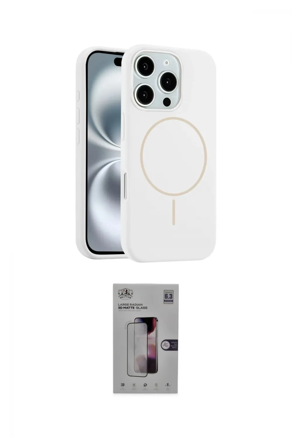 ieg™ iPhone 16 Pro Kılıf Yankı Form Serisi - Siyah Bilvis 3D Mat Cam Ekran Koruyucu