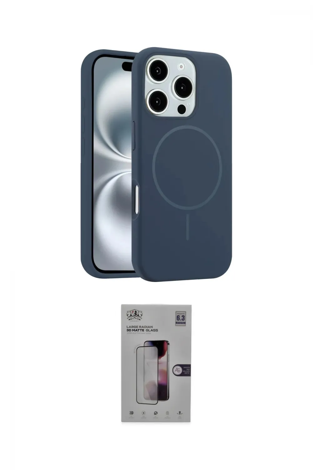 ieg™ iPhone 16 Pro Kılıf Yankı Form Serisi - Siyah Bilvis 3D Mat Cam Ekran Koruyucu
