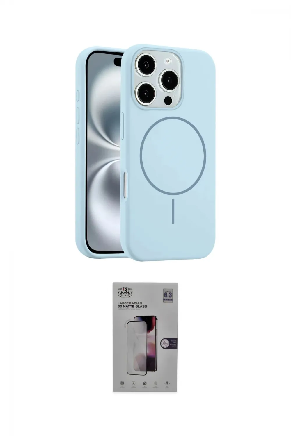 ieg™ iPhone 16 Pro Kılıf Yankı Form Serisi - Siyah Bilvis 3D Mat Cam Ekran Koruyucu