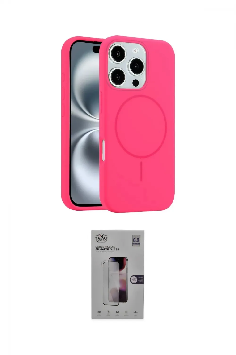 ieg™ iPhone 16 Pro Kılıf Yankı Form Serisi - Siyah Bilvis 3D Mat Cam Ekran Koruyucu
