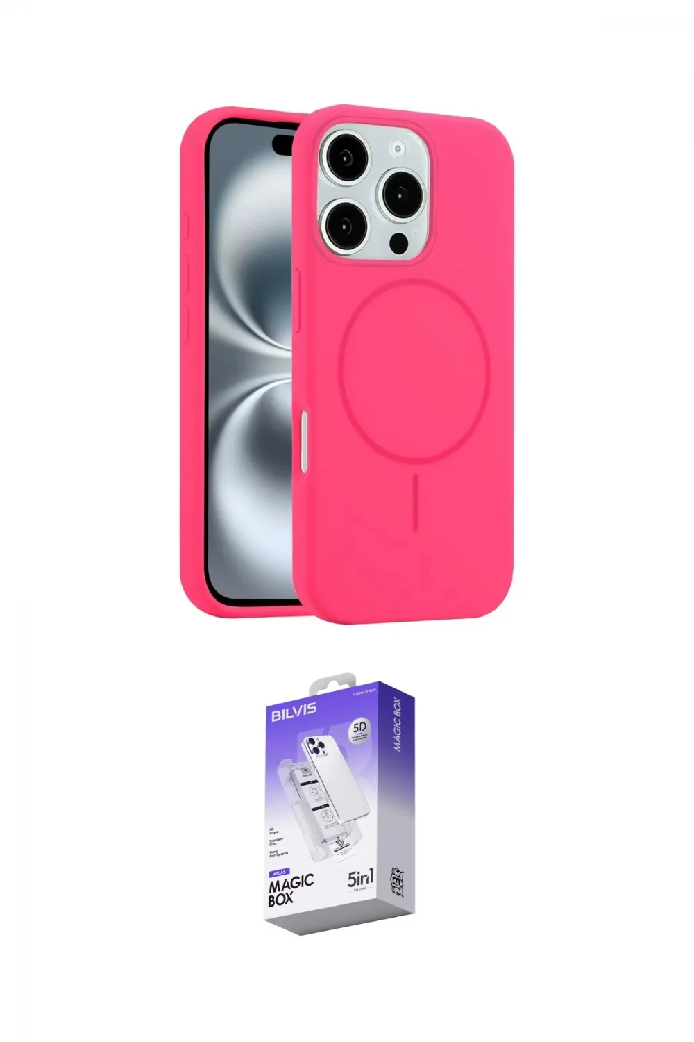 ieg™ iPhone 16 Pro Kılıf Yankı Form Serisi - Siyah Bilvis 5in1 3D Magic Cam Ekran Koruyucu