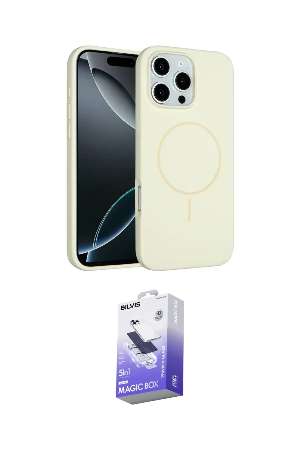 ieg™ iPhone 16 Pro Kılıf Yankı Form Serisi - Siyah Bilvis 5in1 5D Magic Hayalet Cam Ekran Koruyucu