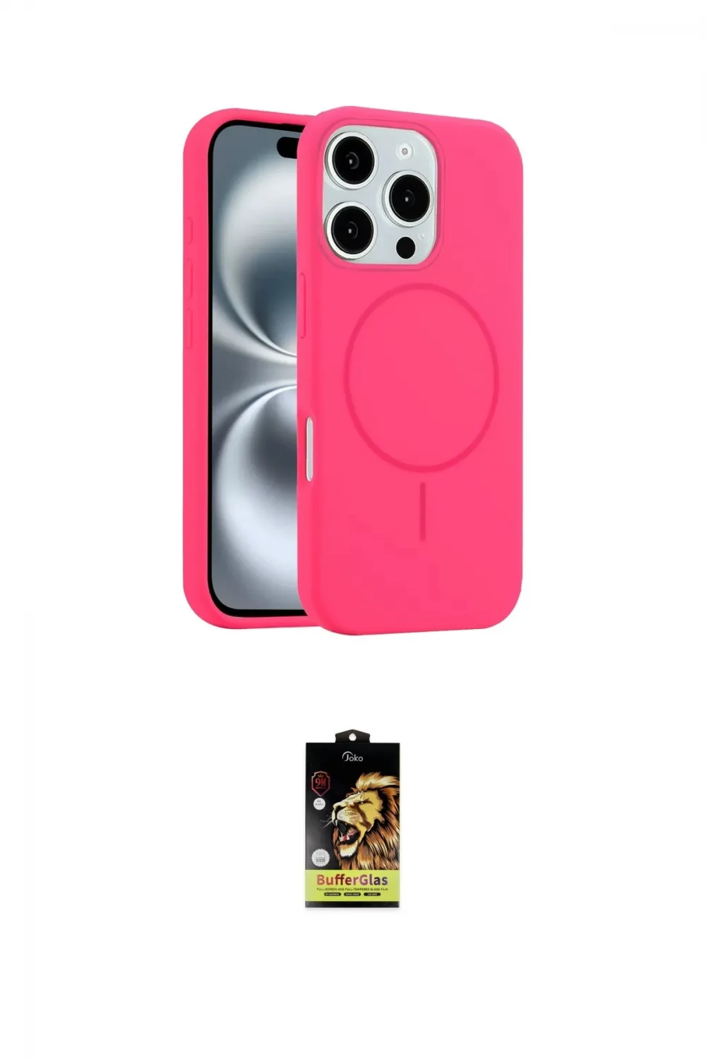 ieg™ iPhone 16 Pro Kılıf Yankı Form Serisi - Siyah Buffer Cam Ekran Koruyucu