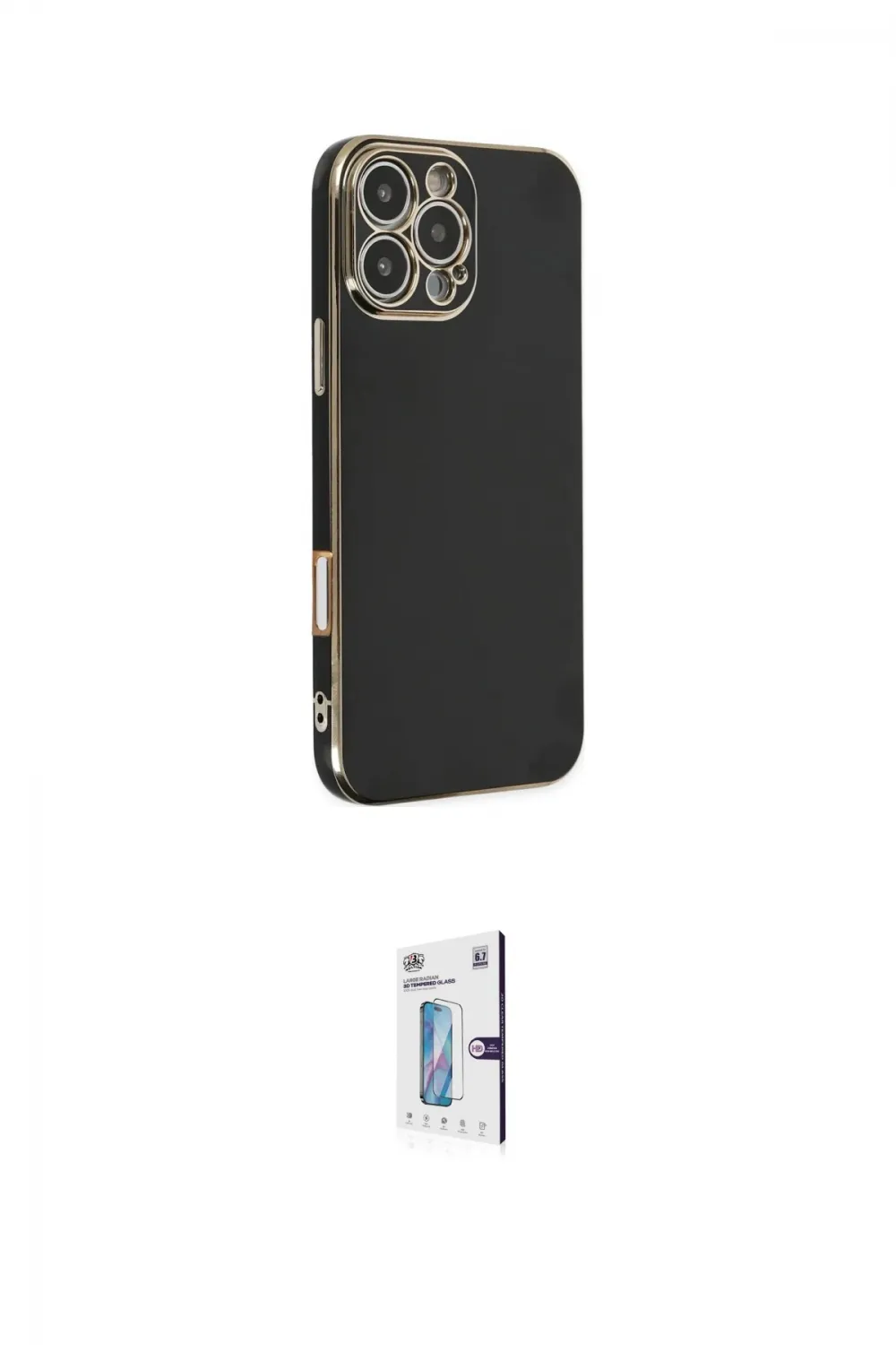 ieg™ iPhone 16 Pro Kılıf Yankı Serisi - Siyah Bilvis 0.18mm Plus Cam Ekran Koruyucu