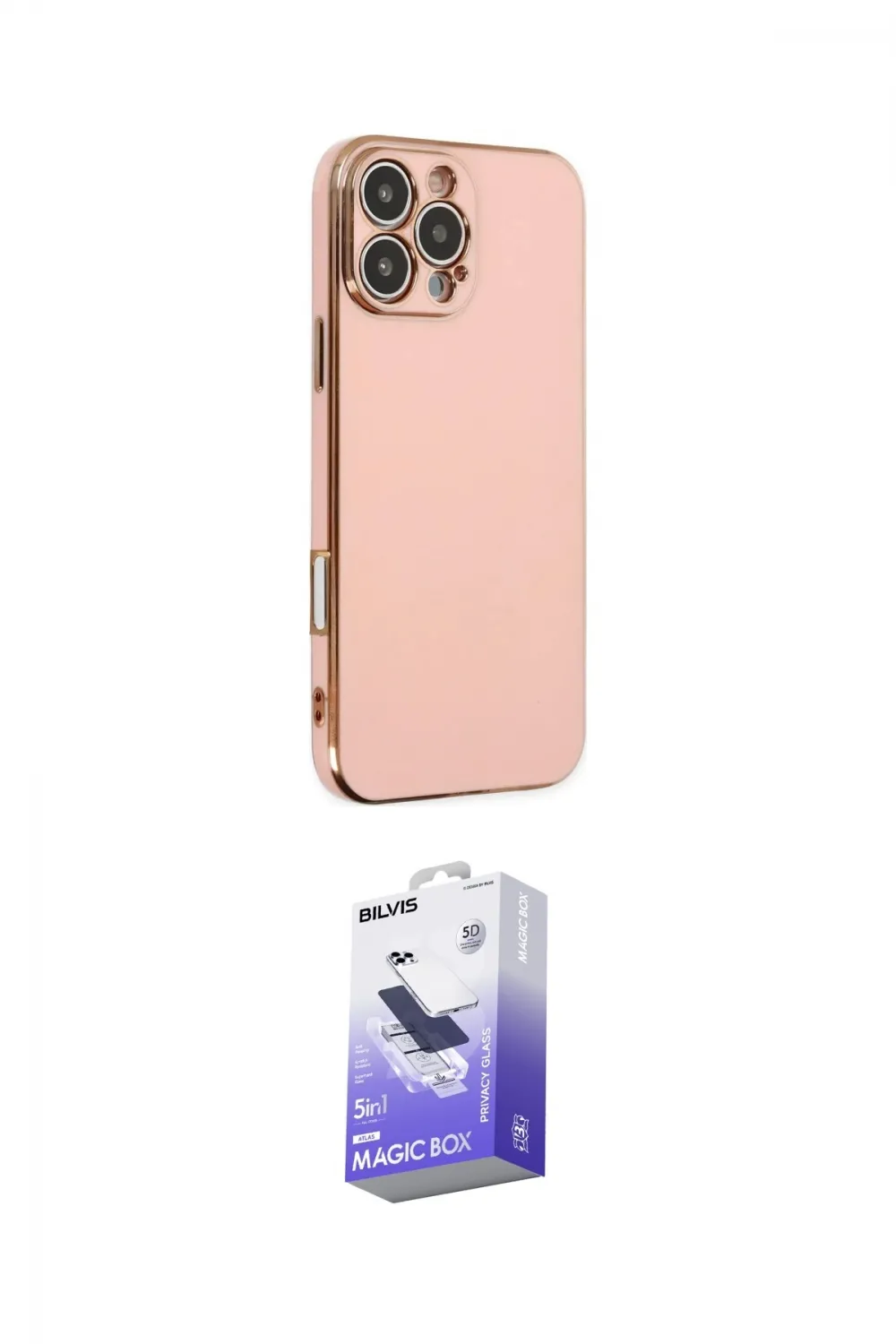 ieg™ iPhone 16 Pro Kılıf Yankı Serisi - Siyah Bilvis 5in1 5D Magic Hayalet Cam Ekran Koruyucu