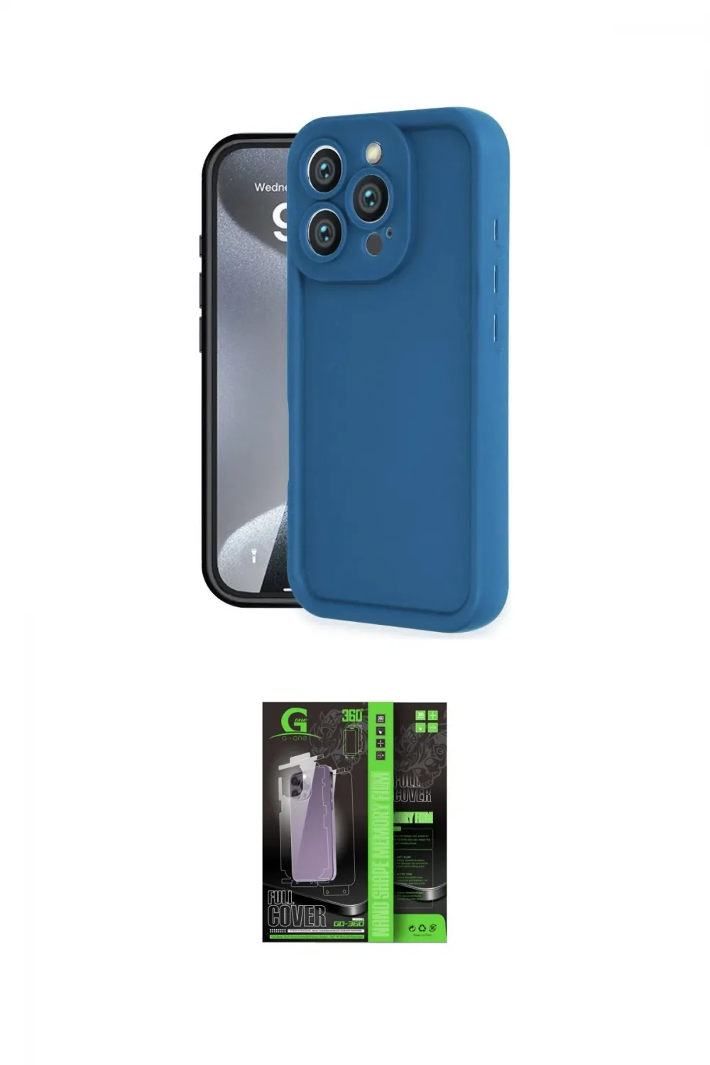 ieg™ iPhone 16 Pro Kılıf Yankı Yansıma Özel Seri - Şeffaf 360 Full Body Arka Koruyucu