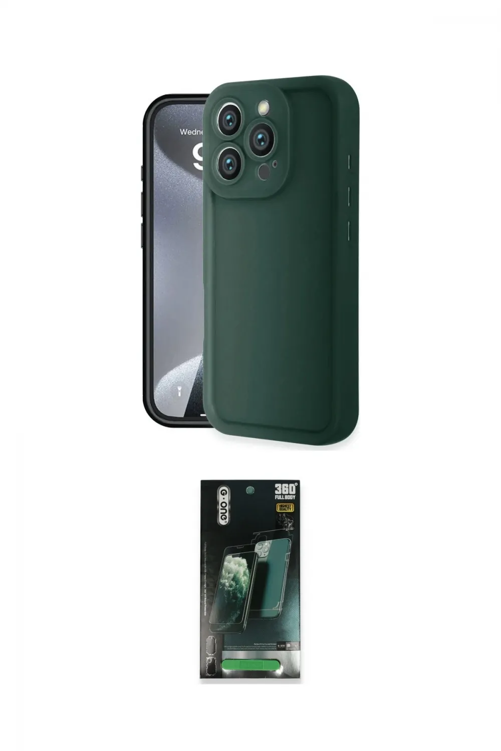 ieg™ iPhone 16 Pro Kılıf Yankı Yansıma Özel Seri - Siyah 360 Mat Full Body Arka Koruyucu