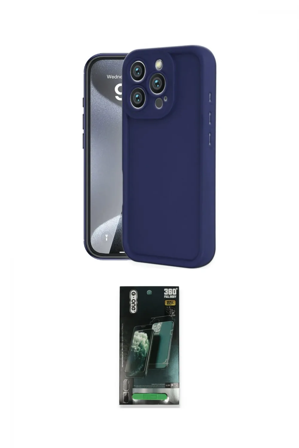ieg™ iPhone 16 Pro Kılıf Yankı Yansıma Özel Seri - Siyah 360 Mat Full Body Arka Koruyucu