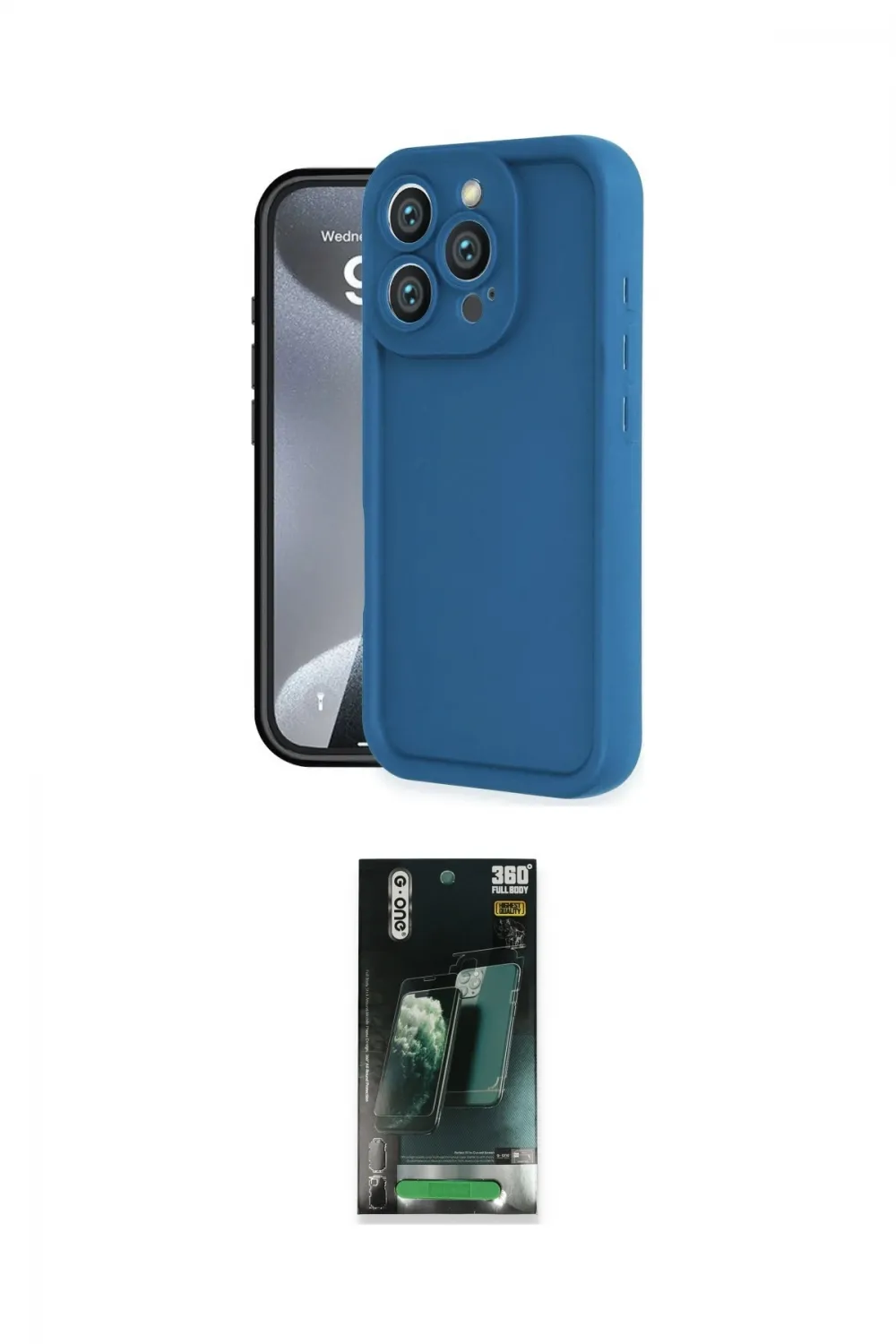 ieg™ iPhone 16 Pro Kılıf Yankı Yansıma Özel Seri - Siyah 360 Mat Full Body Arka Koruyucu