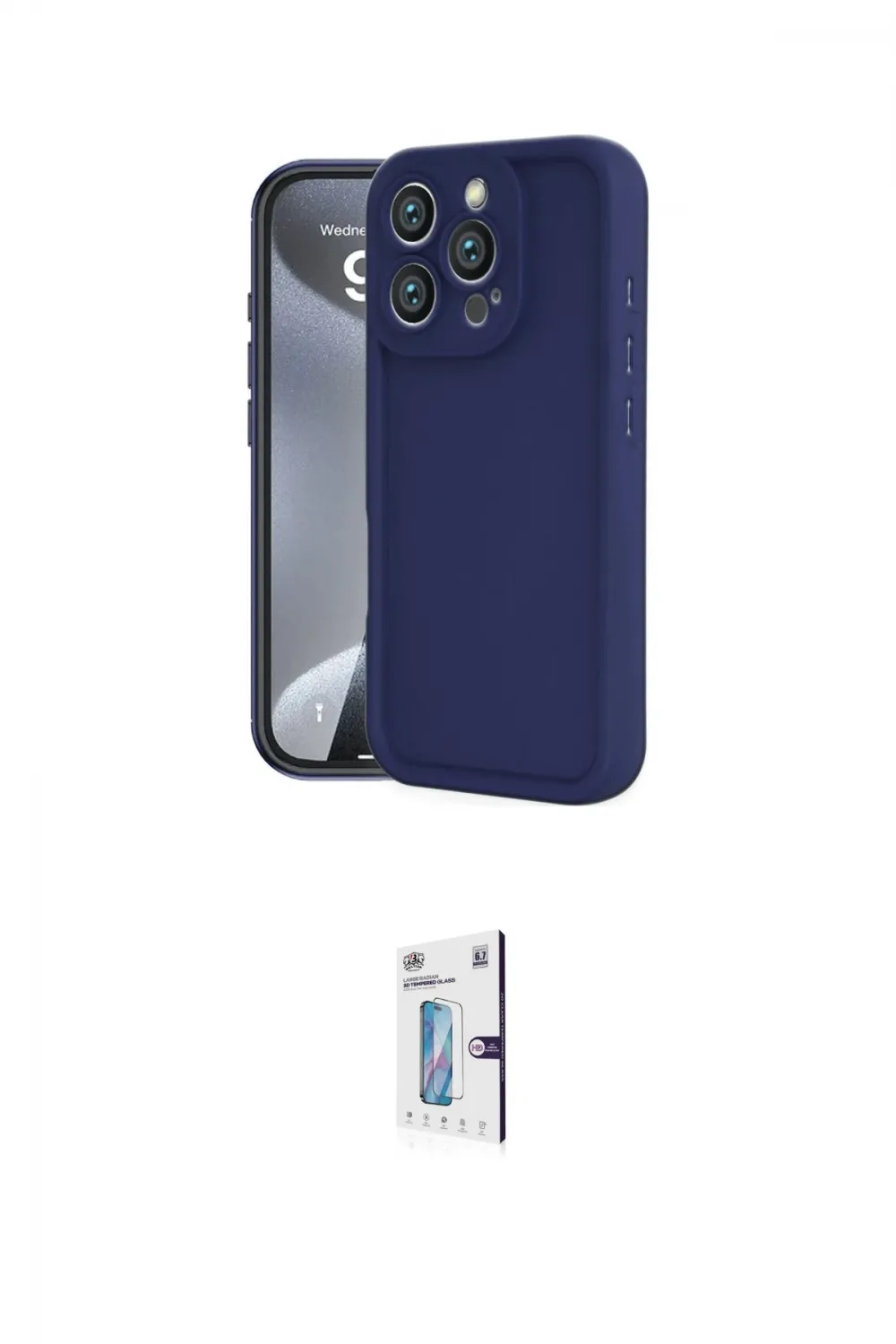 ieg™ iPhone 16 Pro Kılıf Yankı Yansıma Özel Seri - Siyah Bilvis 0.18mm Plus Cam Ekran Koruyucu