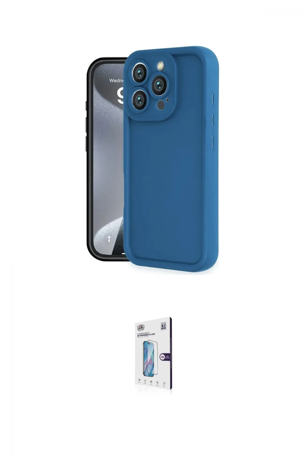 ieg™ iPhone 16 Pro Kılıf Yankı Yansıma Özel Seri - Siyah Bilvis 0.18mm Plus Cam Ekran Koruyucu