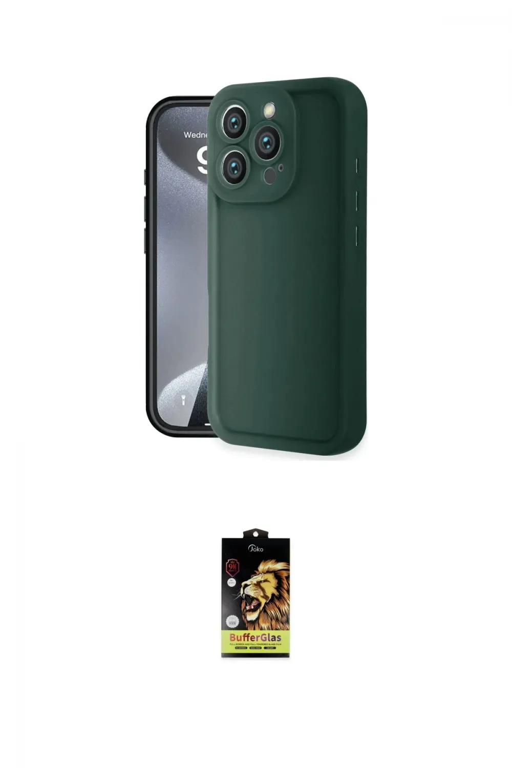 ieg™ iPhone 16 Pro Kılıf Yankı Yansıma Özel Seri - Siyah Buffer Cam Ekran Koruyucu