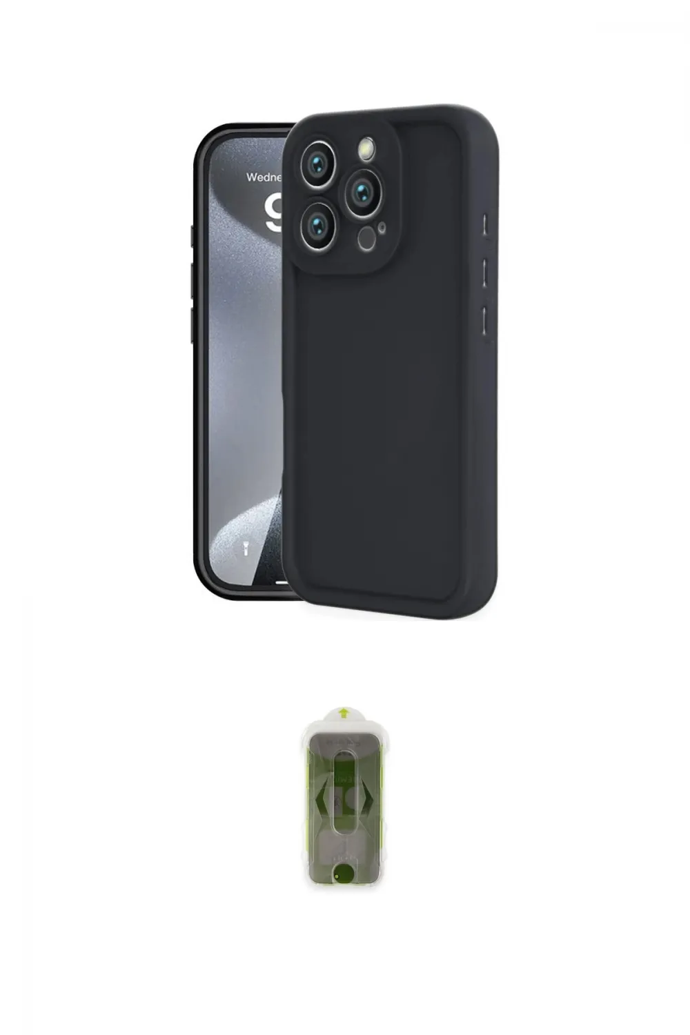 ieg™ iPhone 16 Pro Kılıf Yankı Yansıma Özel Seri - Siyah Joko Magic 5D Hayalet Cam